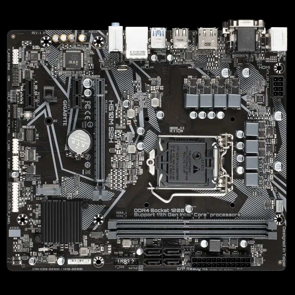 Материнская плата Gigabyte H510M S2H, LGA1200, Intel H510, Micro-ATX