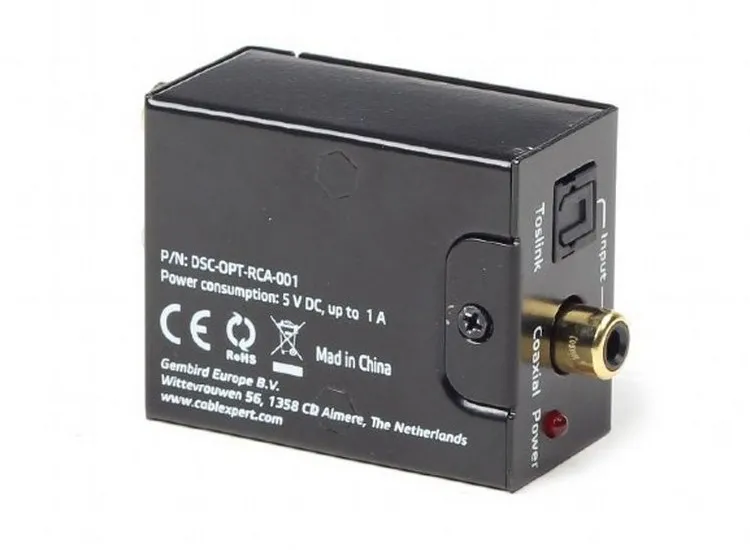 Audio Adaptor Cablexpert DSC-OPT-RCA-001, RCA - Toslink, Negru