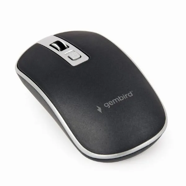 Wireless Mouse Gembird MUSW-4B-06-BS  800-1600 dpi, 4 buttons, Ambidextrous, 1xAA, Black/Silver