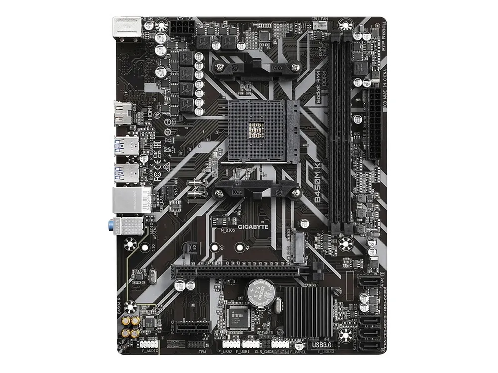 Материнская плата Gigabyte B450M K, AM4, AMD B450, Micro-ATX