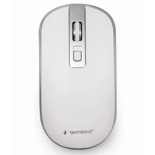 Wireless Mouse Gembird MUSW-4B-06-WS, 800-1600 dpi, 4 buttons, Ambidextrous, 1xAA, White/Silver