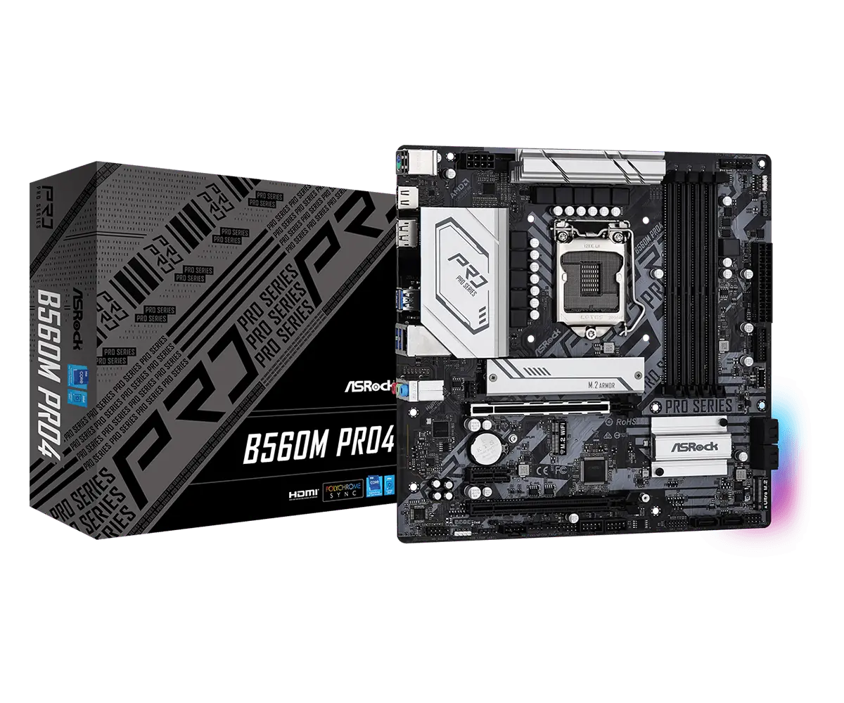 Материнская плата ASRock B560M PRO4, LGA1200, Intel B560, Micro-ATX