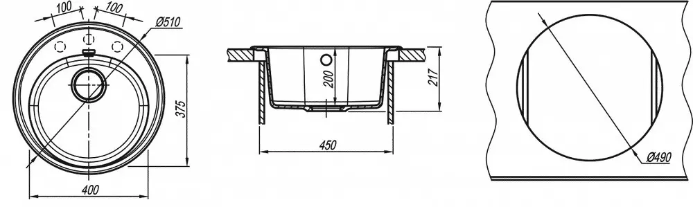 Кухонная мойка из кварца Florentina-LOTOS 510 Antracit