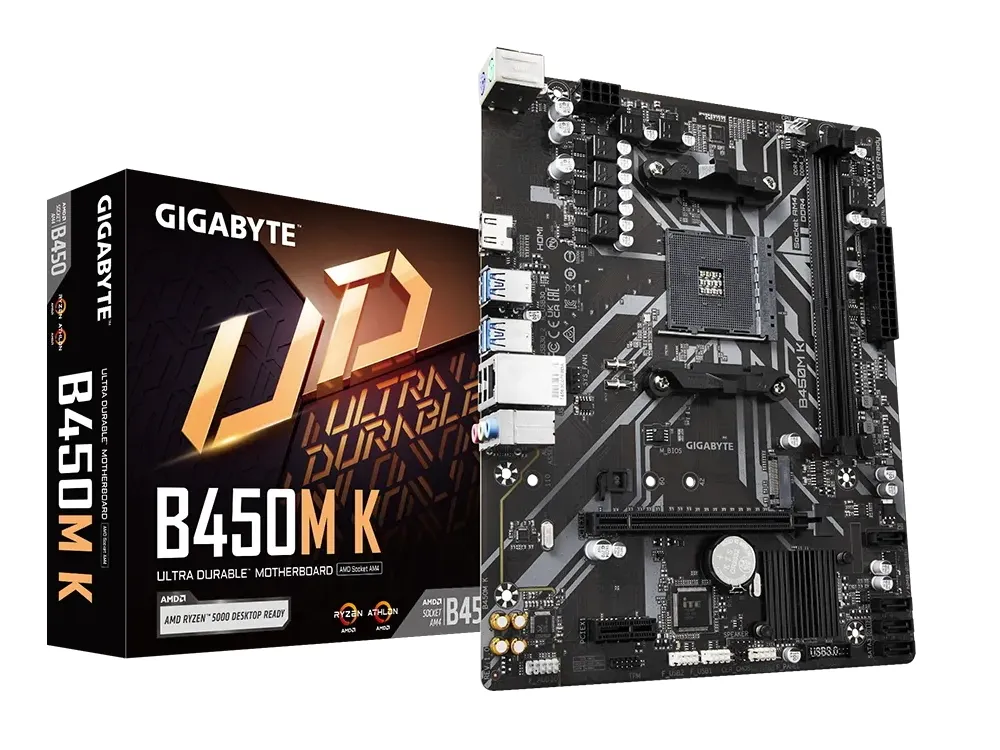 Материнская плата Gigabyte B450M K, AM4, AMD B450, Micro-ATX