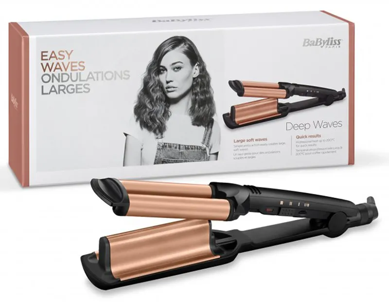 Ondulator de păr BaByliss Deep Waver W2447E, Negru | Auriu