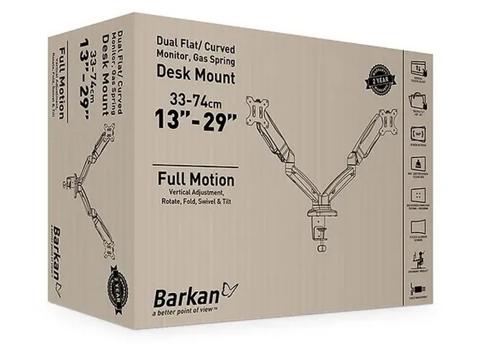 Suport birou pentru monitoare BARKAN M142P, Negru