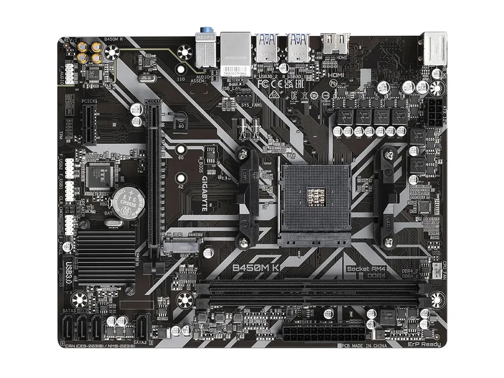 Материнская плата Gigabyte B450M K, AM4, AMD B450, Micro-ATX