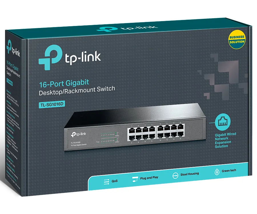 Сетевой коммутатор TP-LINK TL-SG1016D, 16x 10/100/1000 Мбит/с