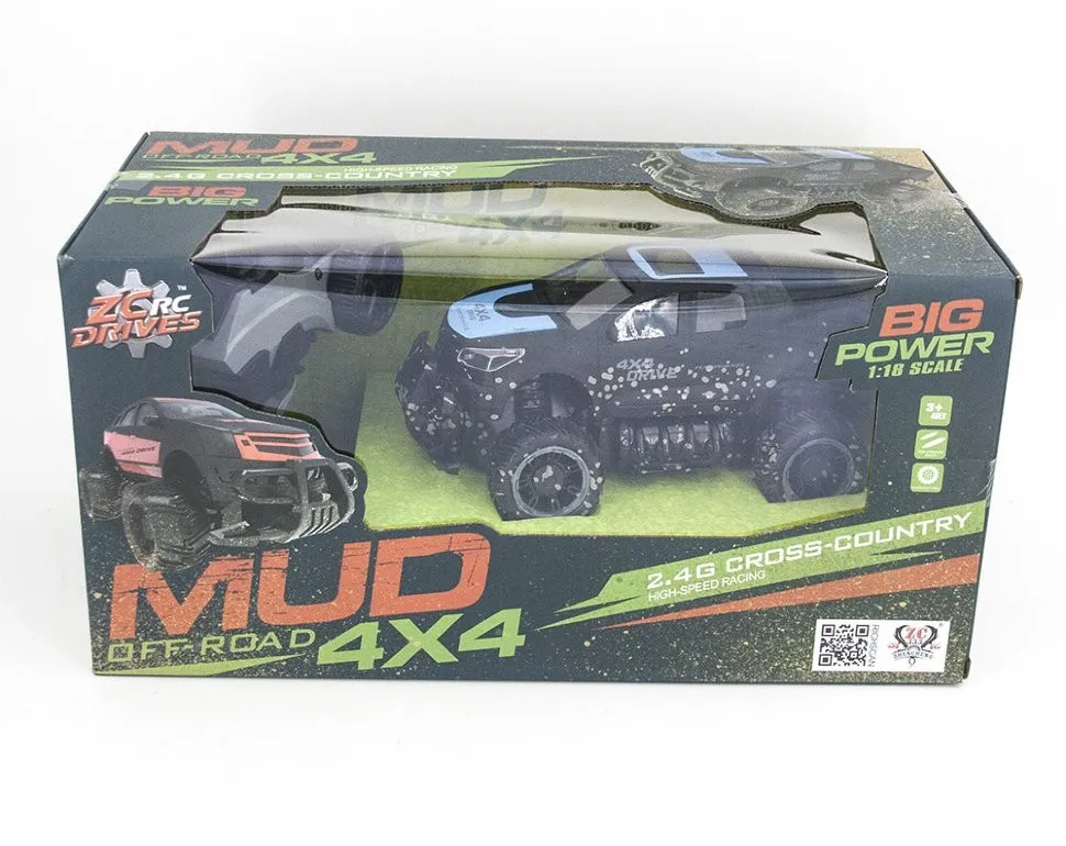 Jucărie cu telecomandă Crazon 4CH Off-Road Car, 1:18, Negru/Albastru (17MUD21B)