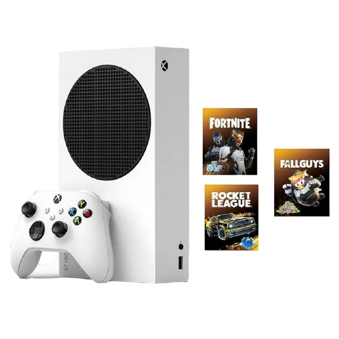 Consolă de jocuri Microsoft Xbox Series S, Alb, Fortnite, Fall Guys, Rocket League Bundle