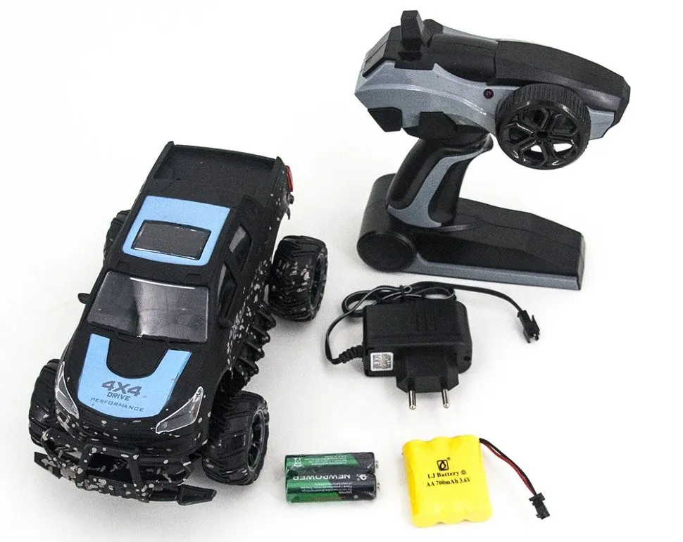 Jucărie cu telecomandă Crazon 4CH Off-Road Car, 1:18, Negru/Albastru (17MUD21B)