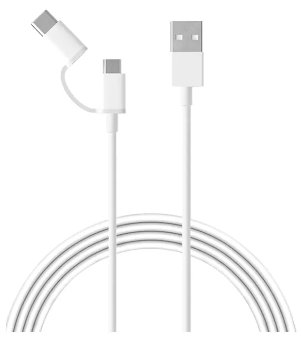 Зарядный кабель Xiaomi SJV4082TY, USB Type-A/Micro USB, USB Type-C, 1м, Белый