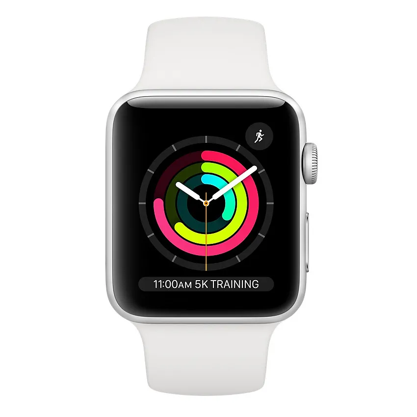 Ceas inteligent Apple Watch Series 3, 42mm, Carcasă Argintie din aluminiu cu bandă sportă Albă