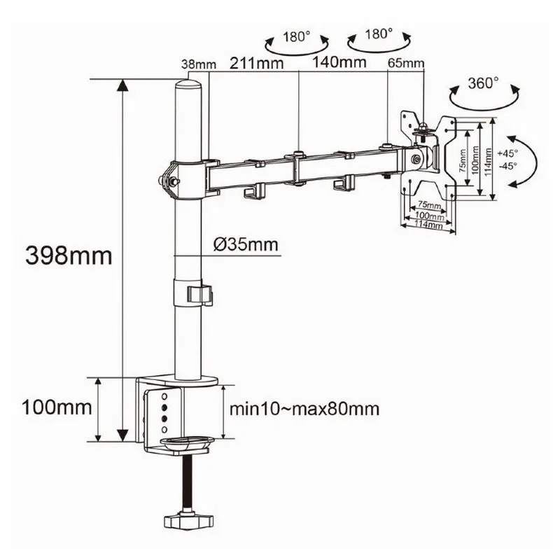 Suport birou pentru monitoare Gembird MA-DF1-01, Negru