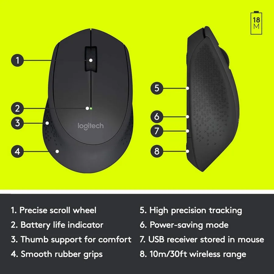 Mouse Wireless Logitech M330 Silent Plus, Negru