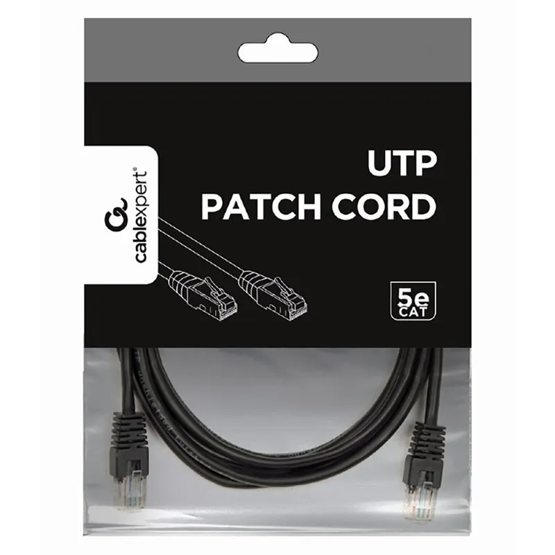 Patch cord Cablexpert PP12-3M/BK, CAT5e UTP, 3m, Negru