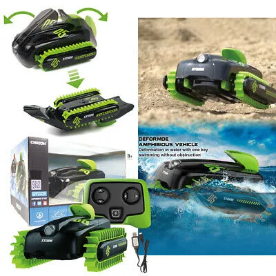 Jucărie cu telecomandă Crazon Deformation Amphibious Car, Negru/Verde (18SL02)