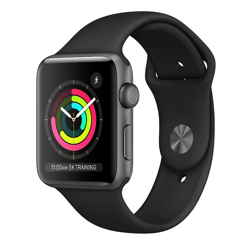 Ceas inteligent Apple Watch Series 3, 42mm, Carcasă Space Grey din aluminiu cu bandă sport Neagră