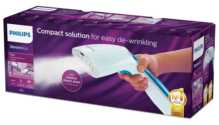 Aparat de călcat vertical cu aburi PHILIPS GC361/20, Albastru deschis