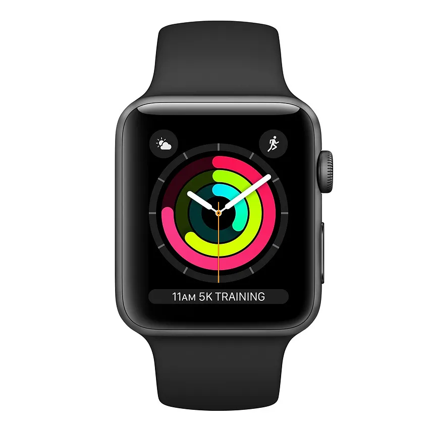 Ceas inteligent Apple Watch Series 3, 42mm, Carcasă Space Grey din aluminiu cu bandă sport Neagră
