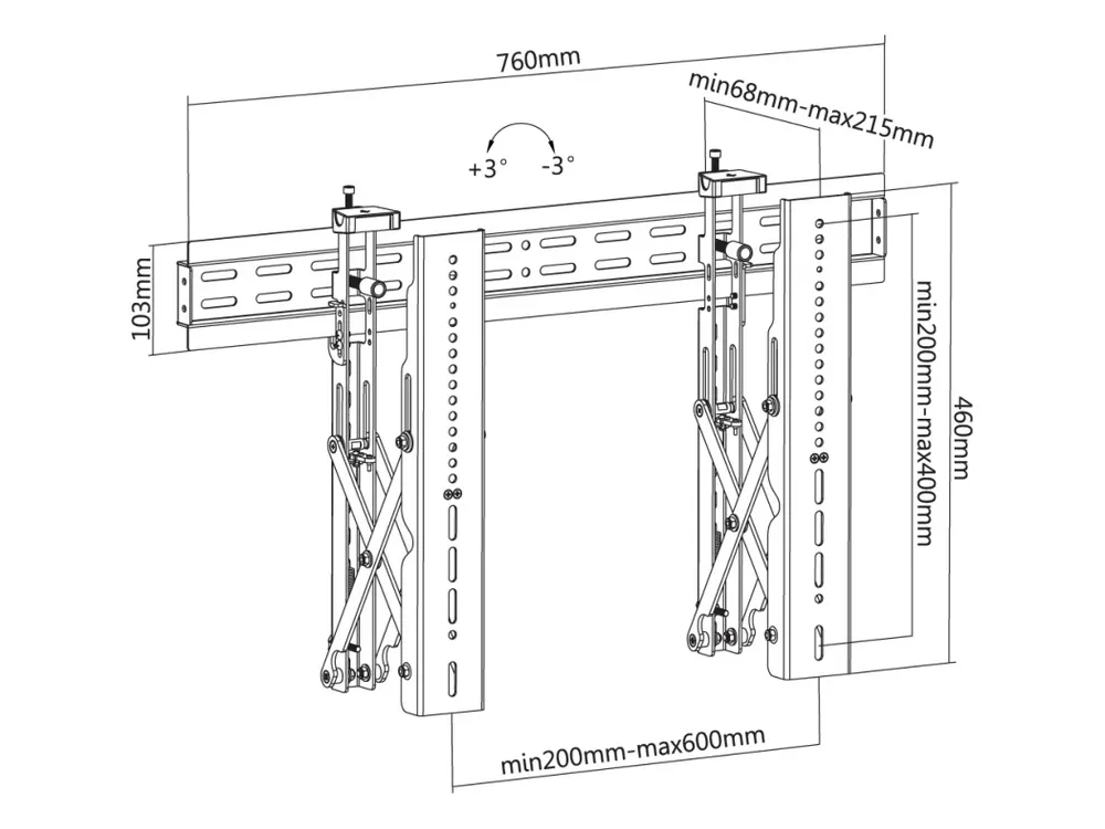 Suport fixat pe perete Reflecta PLANO Video Wall 60-6040, Negru