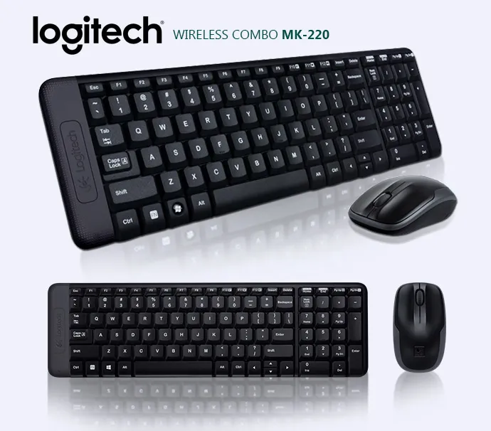 Клавиатура и мышь Logitech MK220, Беспроводное, Чёрный