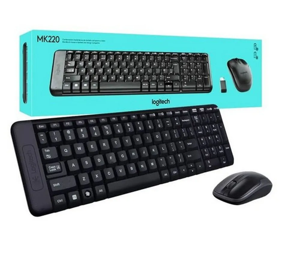 Клавиатура и мышь Logitech MK220, Беспроводное, Чёрный