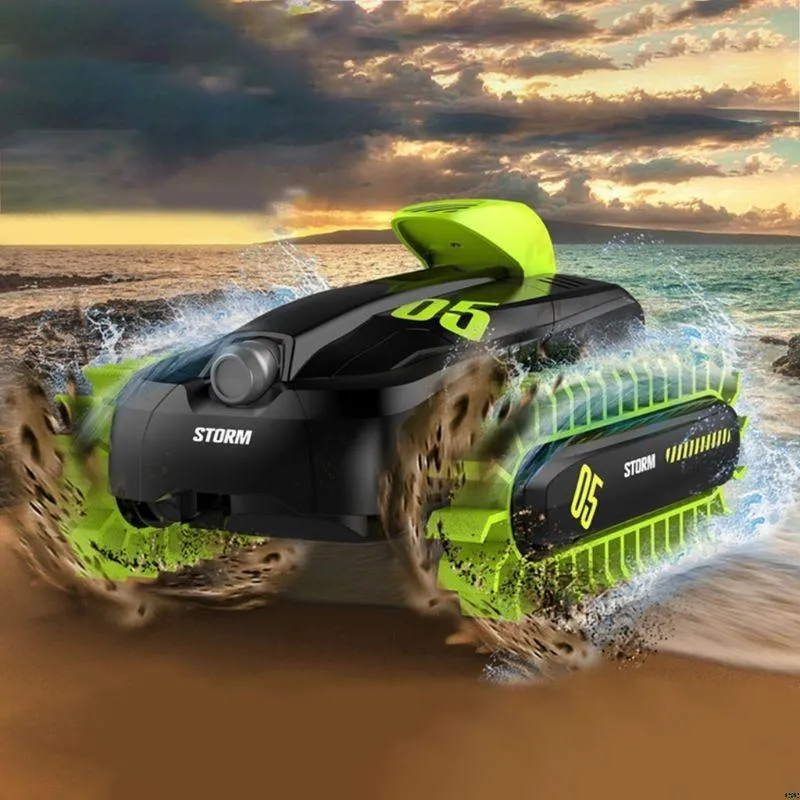 Jucărie cu telecomandă Crazon Deformation Amphibious Car, Negru/Verde (18SL02)