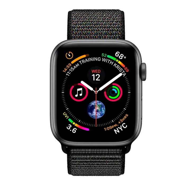 Old Apple Watch 4 44mm Space Gray Aluminum Case with Black Sport Loop, MU6E2 GPS