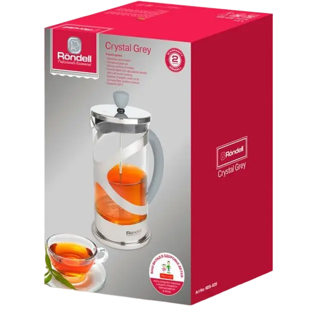 Френч-пресс Rondell RDS-839, 0,8л, Серый