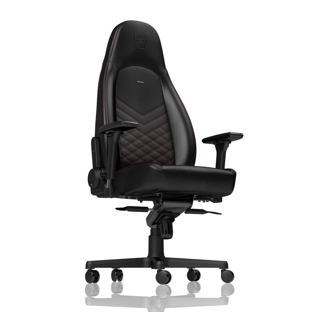Scaun Gaming Noblechairs Icon, PU Piele, Negru/Rosu