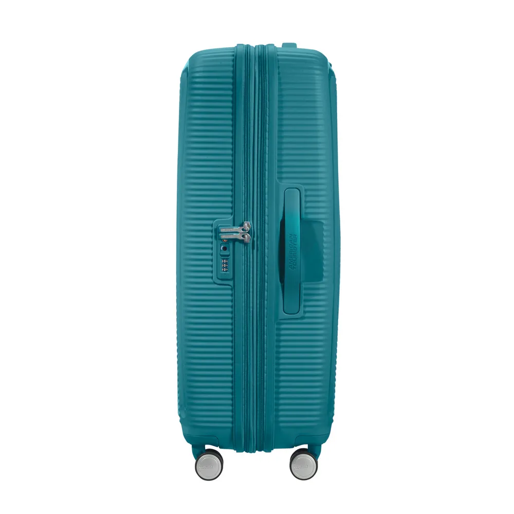 Valiza American Turister SOUNDBOX pe 4 roti 77/28 TSA EXP jad verde