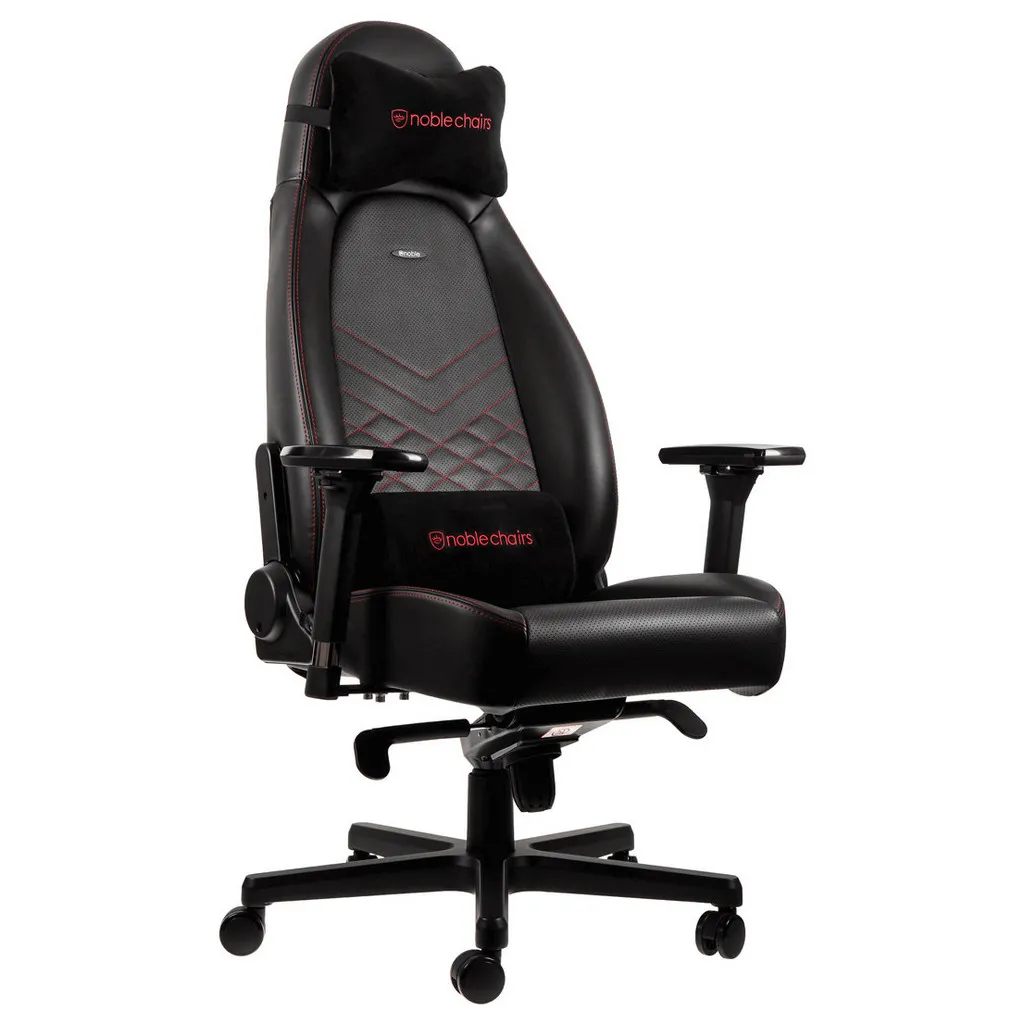 Scaun Gaming Noblechairs Icon, PU Piele, Negru/Rosu