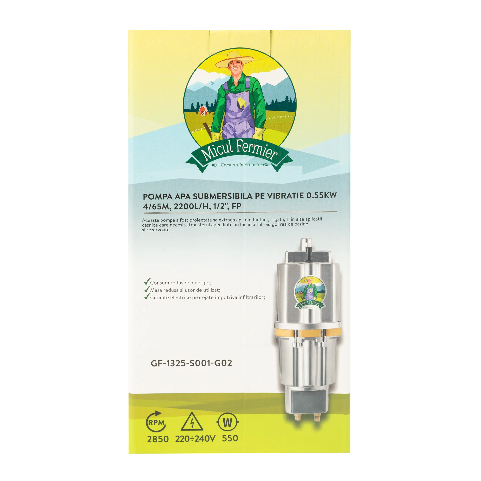 Pompa submersibila Micul Fermier 550W 2200l/h (Vibratie)