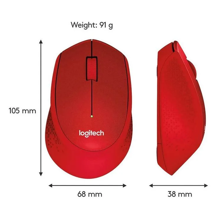 Беcпроводная мышь Logitech M330 Silent Plus, Красный