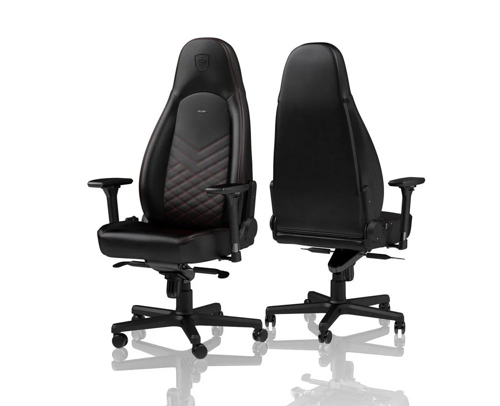 Scaun Gaming Noblechairs Icon, PU Piele, Negru/Rosu