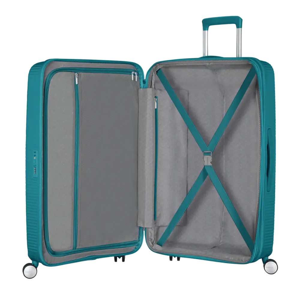 Valiza American Turister SOUNDBOX pe 4 roti 77/28 TSA EXP jad verde
