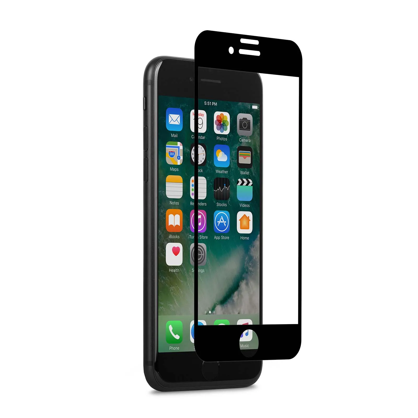 Sticlă de protecție QUMO IonGlass - iPhone 8/7/SE 2020, Negru