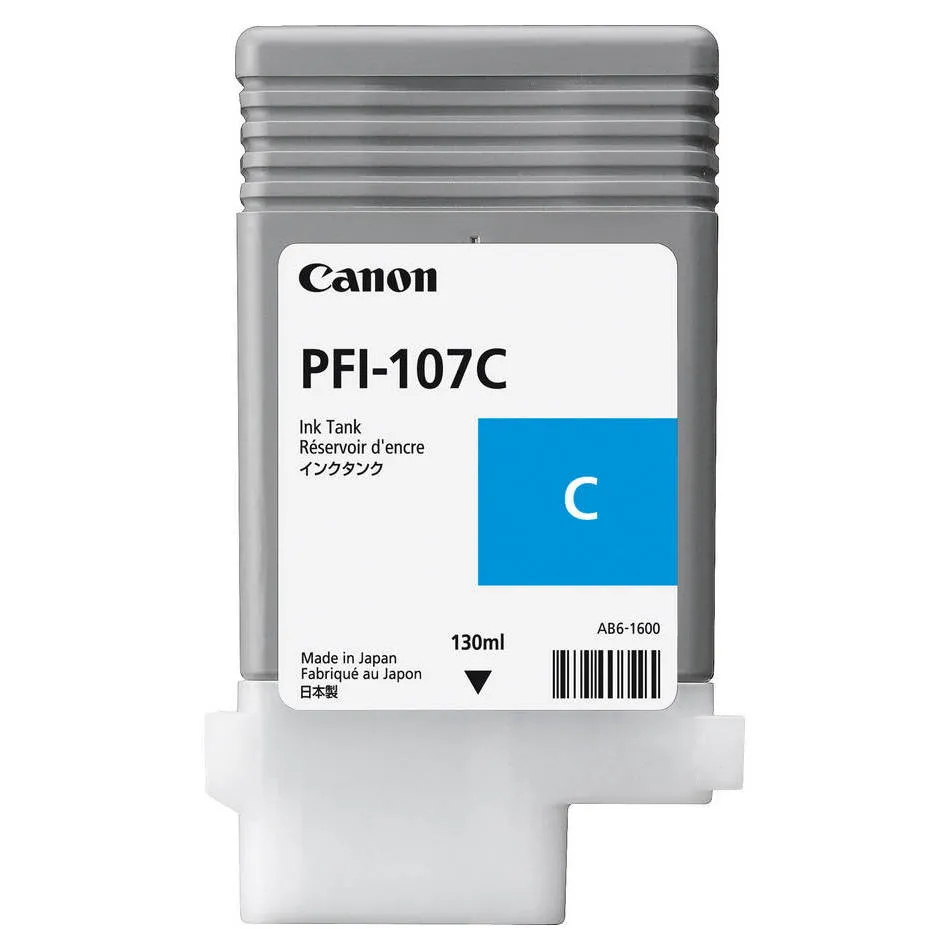 Cartuș de cerneală Canon PFI-107, 130ml, Cyan