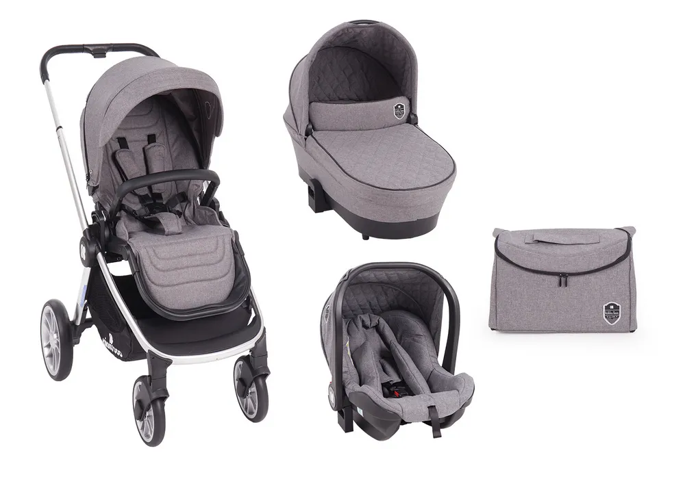 Stroller Kikka Boo 3 in 1 Vicenza Luxury, Grey silver frame