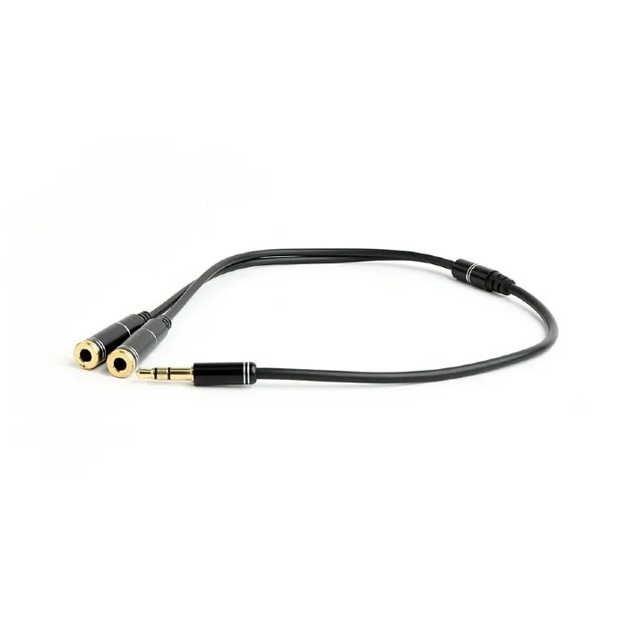 Cablu audio Cablexpert CCA-415M-0.1M, 3.5mm 3-pin (M) - 2x 3.5mm 3-pin (F), 0,1m, Negru