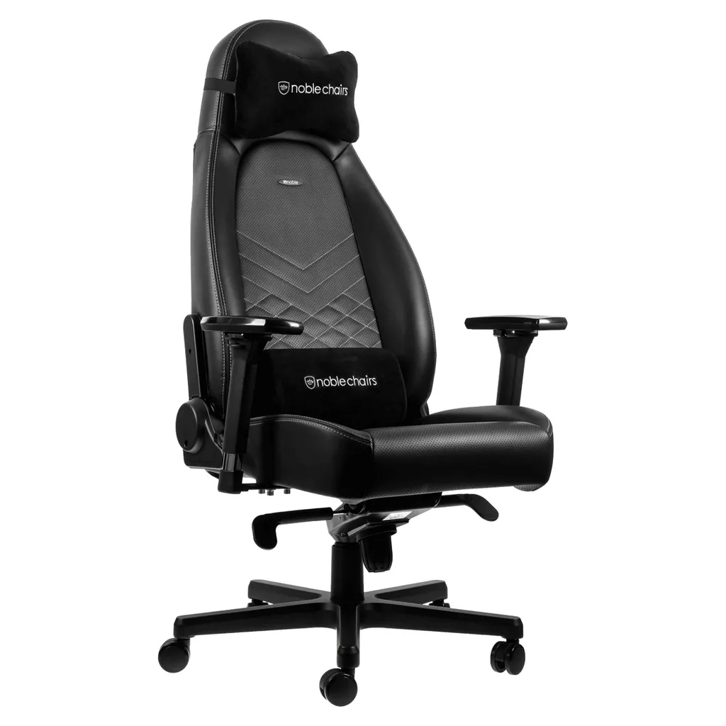 Scaun Gaming Noblechairs Icon, PU Piele, Negru/Alb