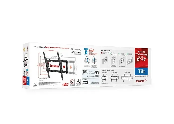 Suport înclinat pe perete BARKAN BM410T, Negru