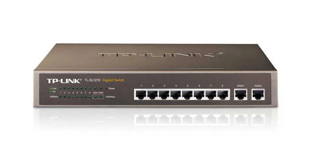 Сетевой коммутатор TP-LINK TL-SL1210, 8x 10/100 Мбит/с, 2x 10/100/1000 Мбит/с