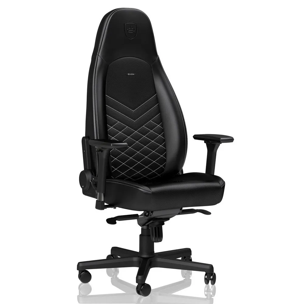 Scaun Gaming Noblechairs Icon, PU Piele, Negru/Alb