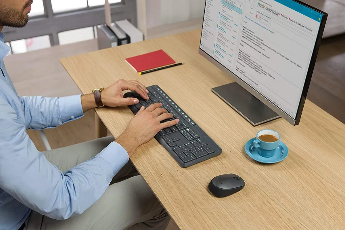 Клавиатура и мышь Logitech MK235, Беспроводное, Серый