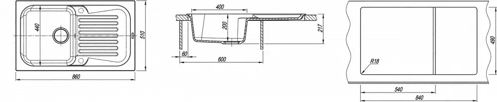 Кухонная мойка Florentina Arona 860 (Жасмин) 