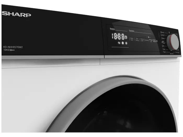 Uscător de rufe Sharp KDNHH0S7GW2EE, 10kg, Alb
