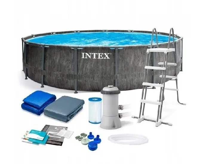 Piscină cu cadru metalic Intex GreyWood Premium, 16805L, Gri, 26742