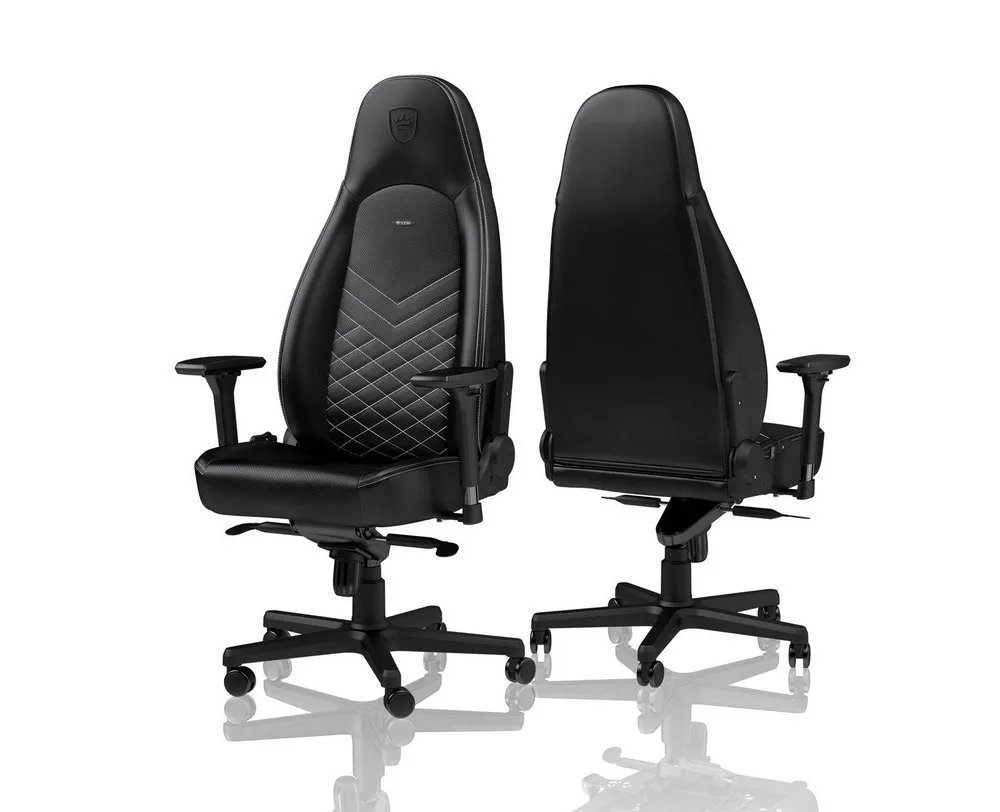 Scaun Gaming Noblechairs Icon, PU Piele, Negru/Alb